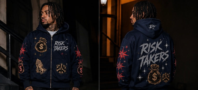 Risk Takers Rhinestone Zip-Up Hoodie
